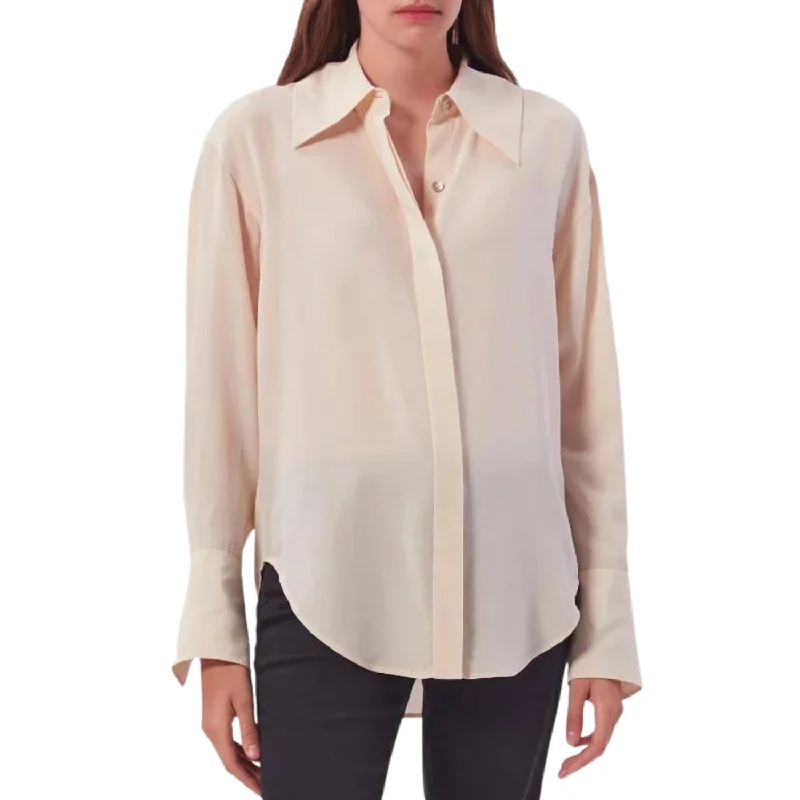 Melinelle Silk Button Down Shirt In Grey Sand