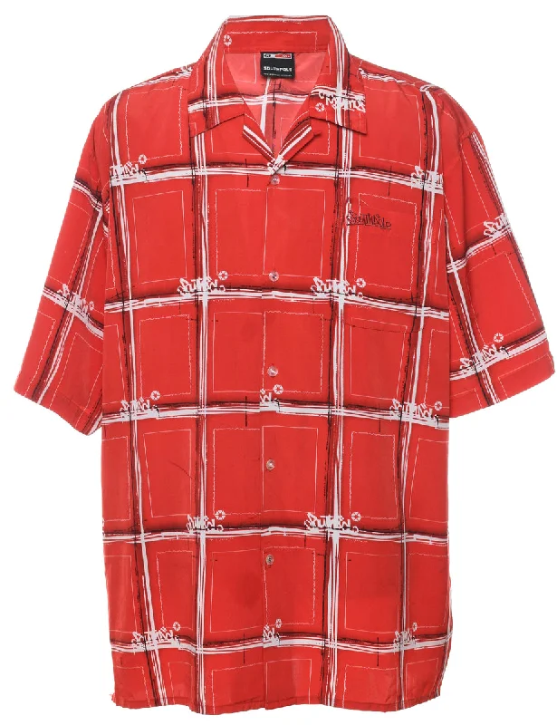 Red & White Y2K South Pole Checked Shirt - XXL