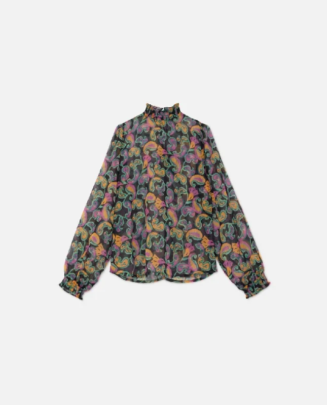 Semi-Transparent Shirt In Multicolored Paisley Print