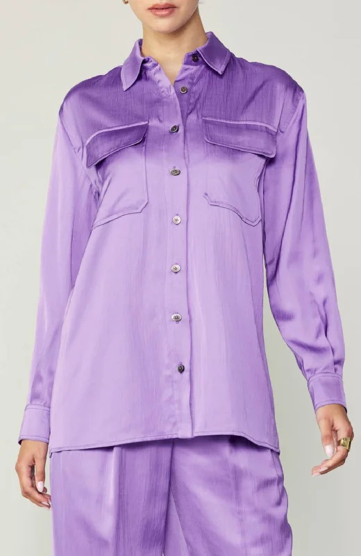 Silky Buttoned Shirt In Royal Lilac