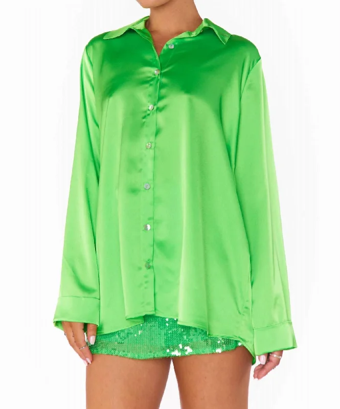 Smith Button Down Shirt In Bright Green Luxe