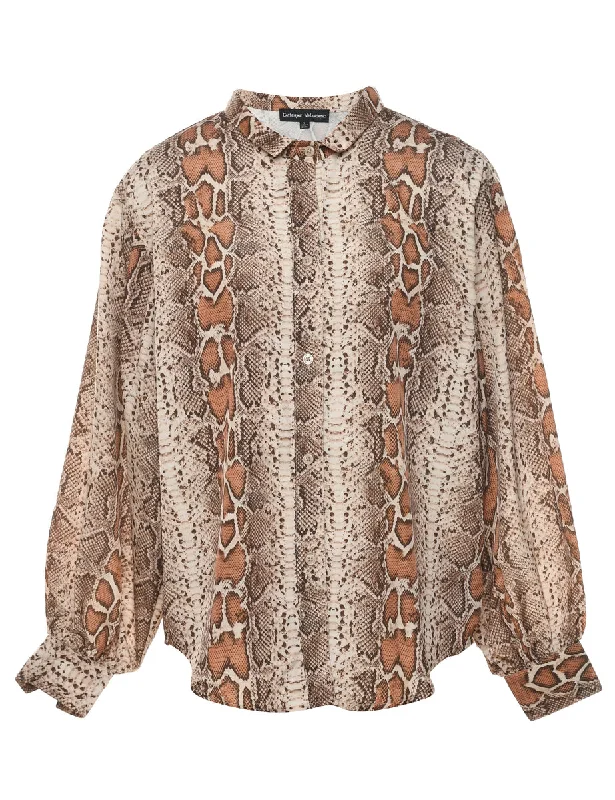 Snakeskin Design Brown Shirt - L