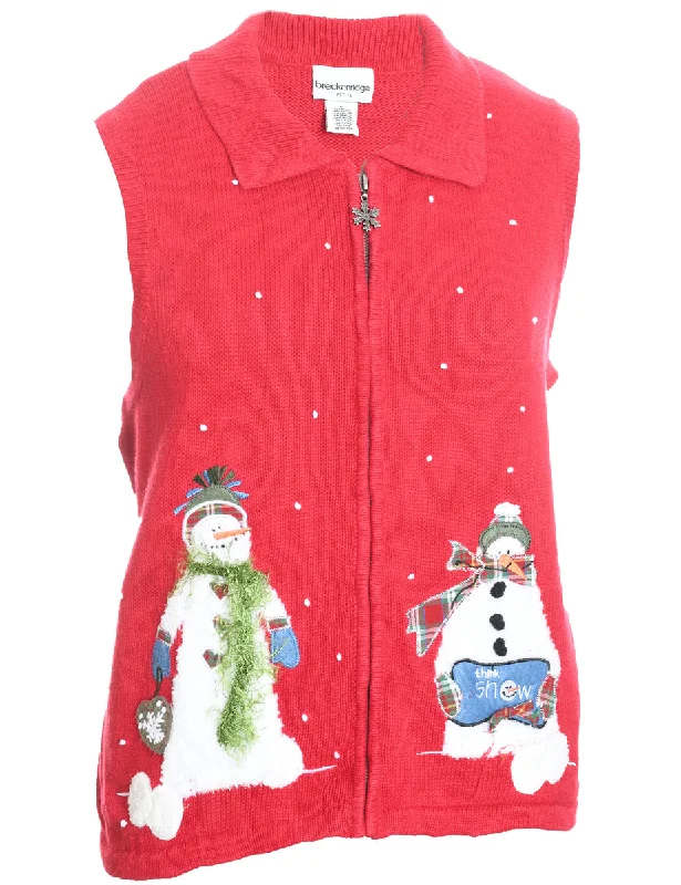 Snowman Christmas Sweater Vest - L