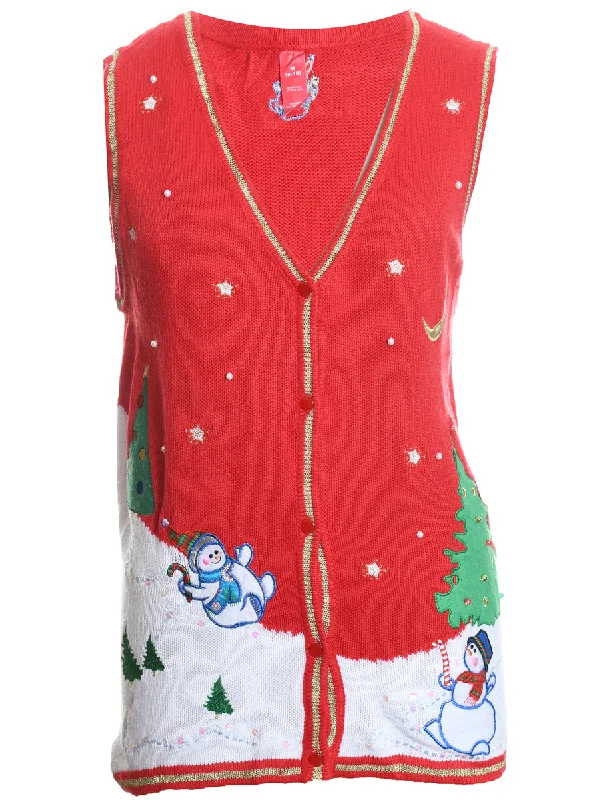 Snowman Christmas Sweater Vest - M