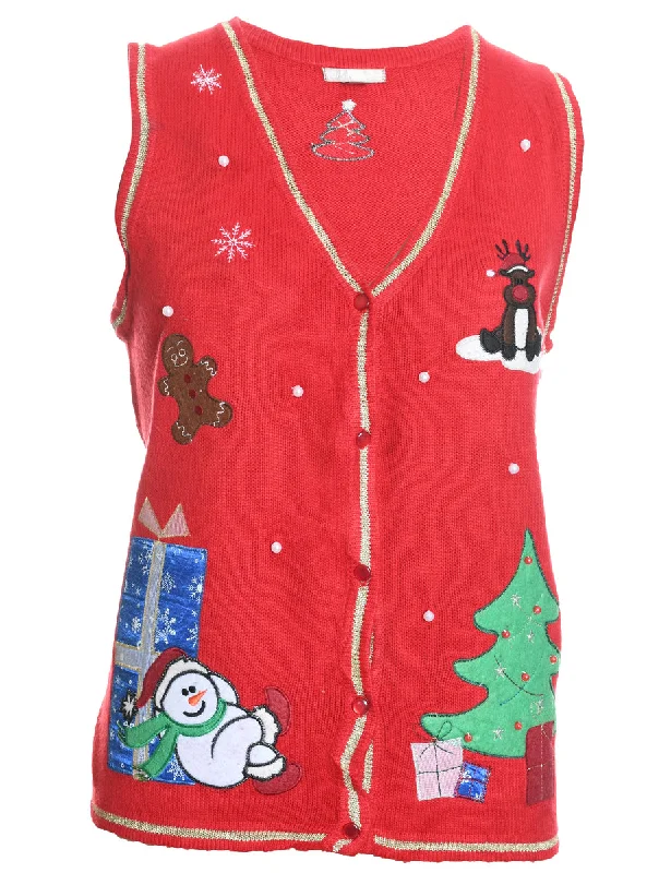 Snowman Christmas Sweater Vest - M