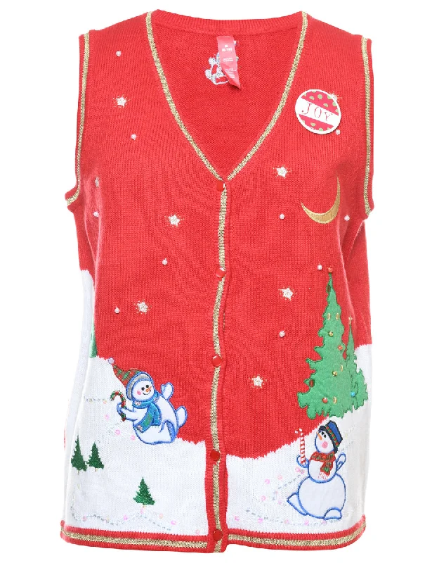 Snowman Christmas Vest - M