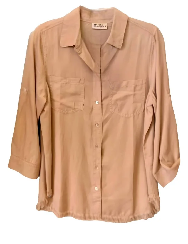 Tencel Butoon Down Shirt In Khaki