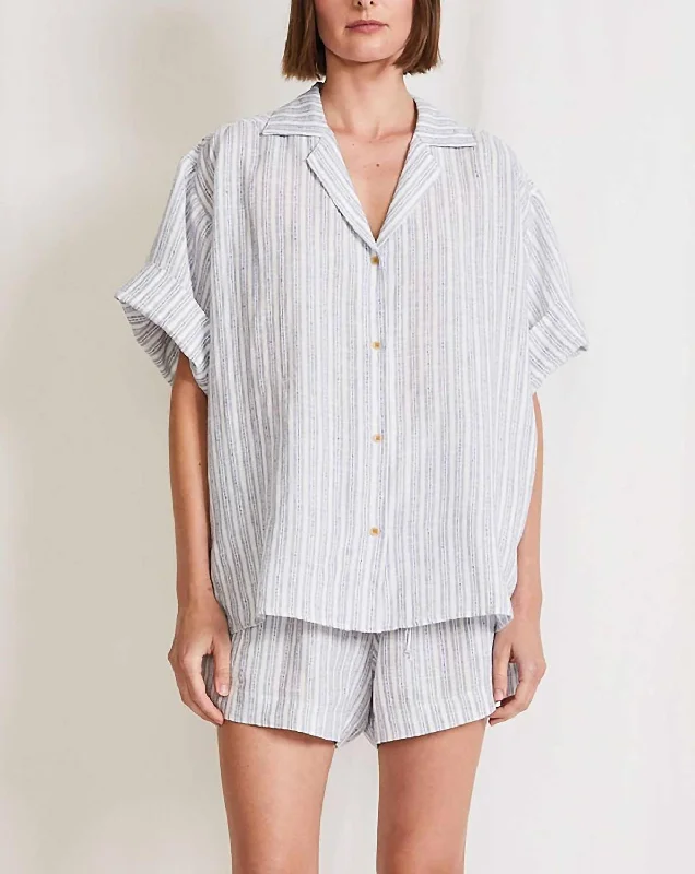 Valenti Button Up Shirt In Textured Stripe