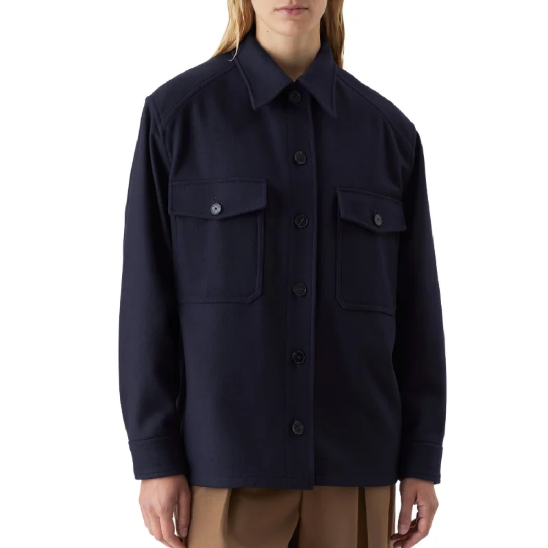 Wool Overshirt In Dark Night