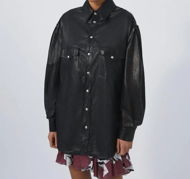 Zanzibar Leather Overshirt In Black