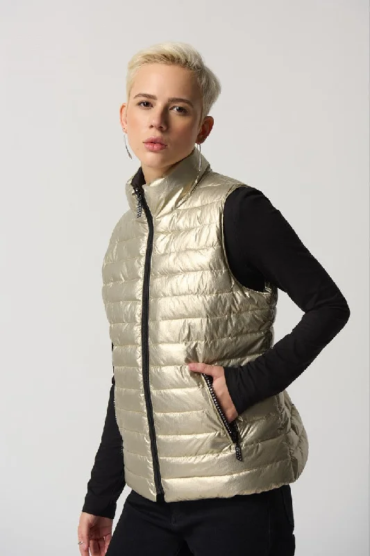 Joseph Ribkoff Reversible Quilted Metallic Puffer Vest