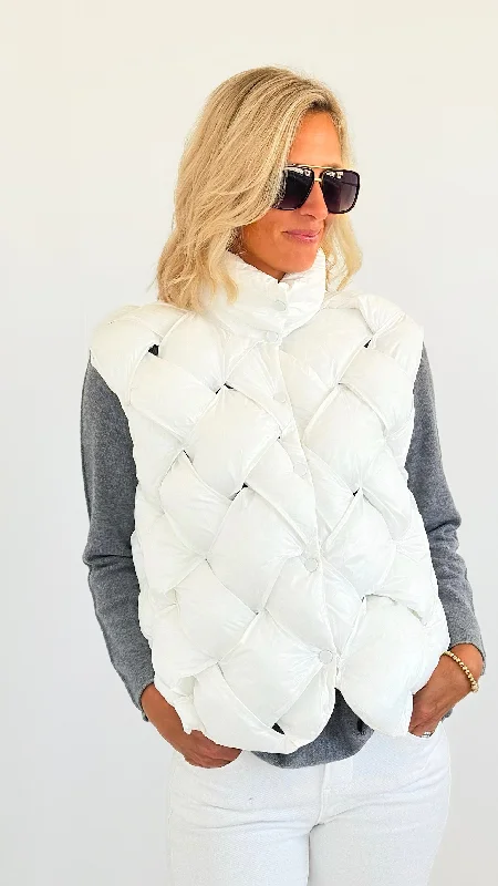 Puffer Woven Vest - Off White