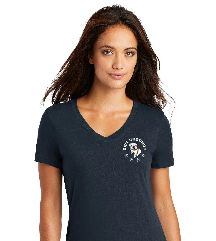 The Citadel Mascot Bulldog, Gen. Groshon,  Women’s V-Neck Tee Shirt