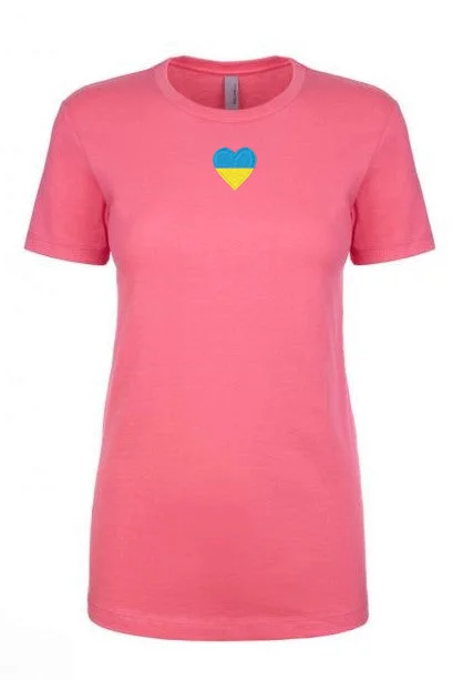 Female fit t-shirt with blue & yellow heart embroidery