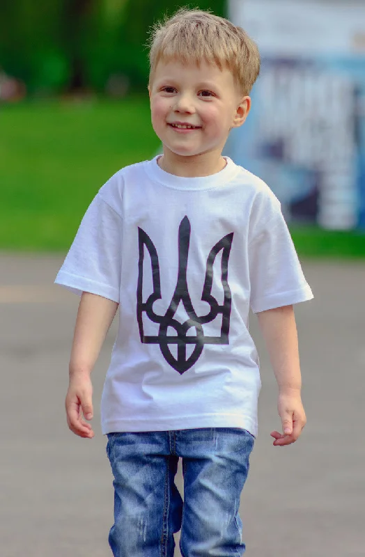 Kid's t-shirt "Tryzub" white.