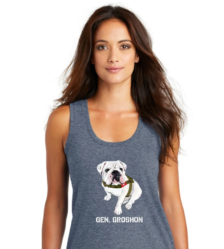 The Citadel Mascot Bulldog, Gen. Groshon AKA G3 Women’s Racerback Tank