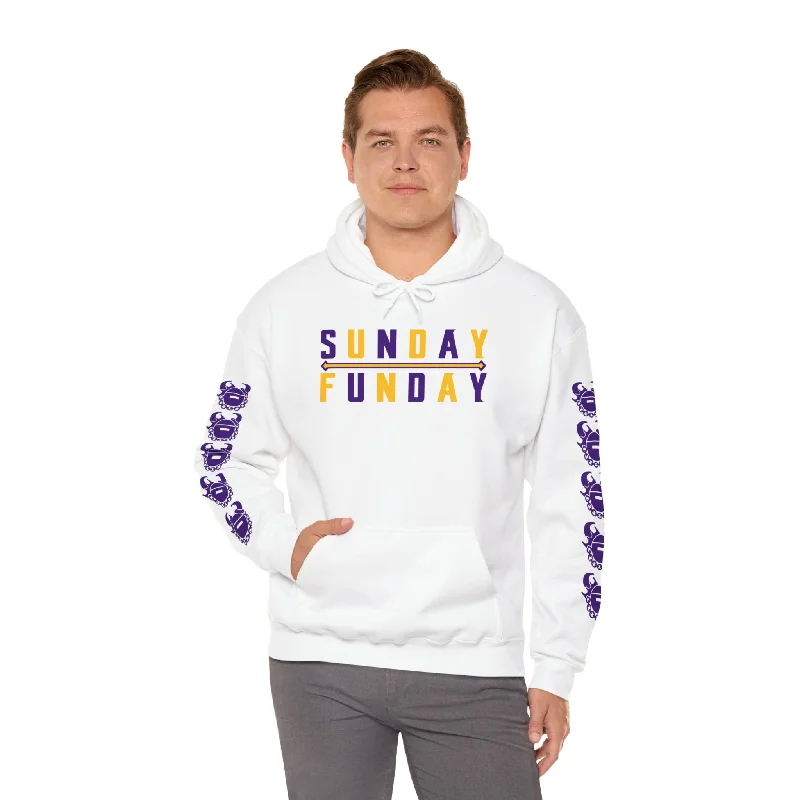 Unisex Heavy Blend™ Hooded Sweatshirt - Sunday FUNday + Game Day Helmet (Sleeves)