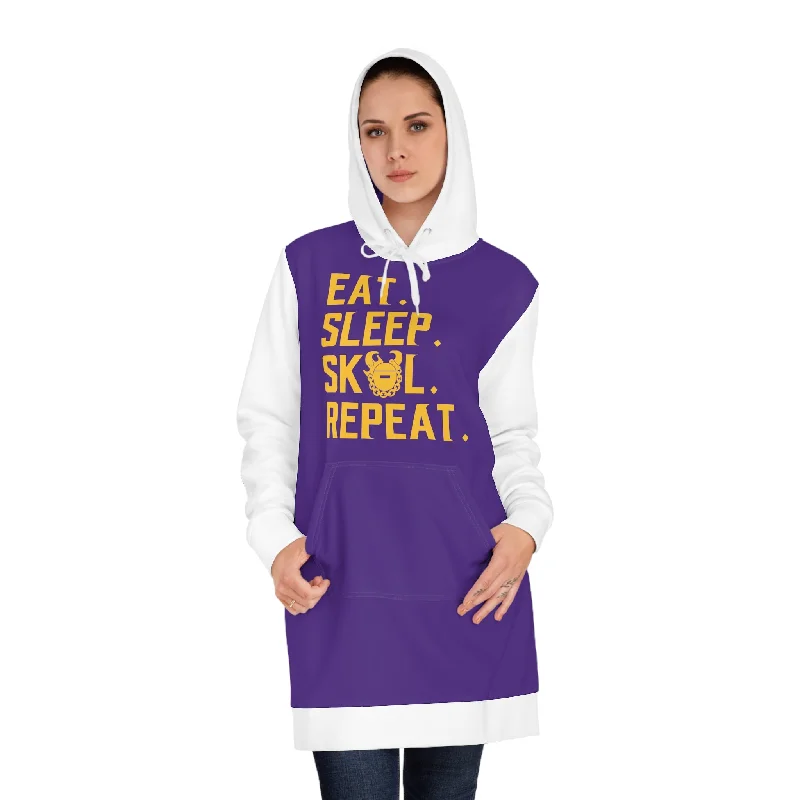 Hoodie Dress - Purple/White - Eat. Sleep. Repeat.