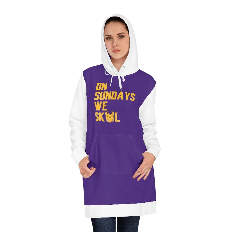 Hoodie Dress - Purple/White - On Sundays