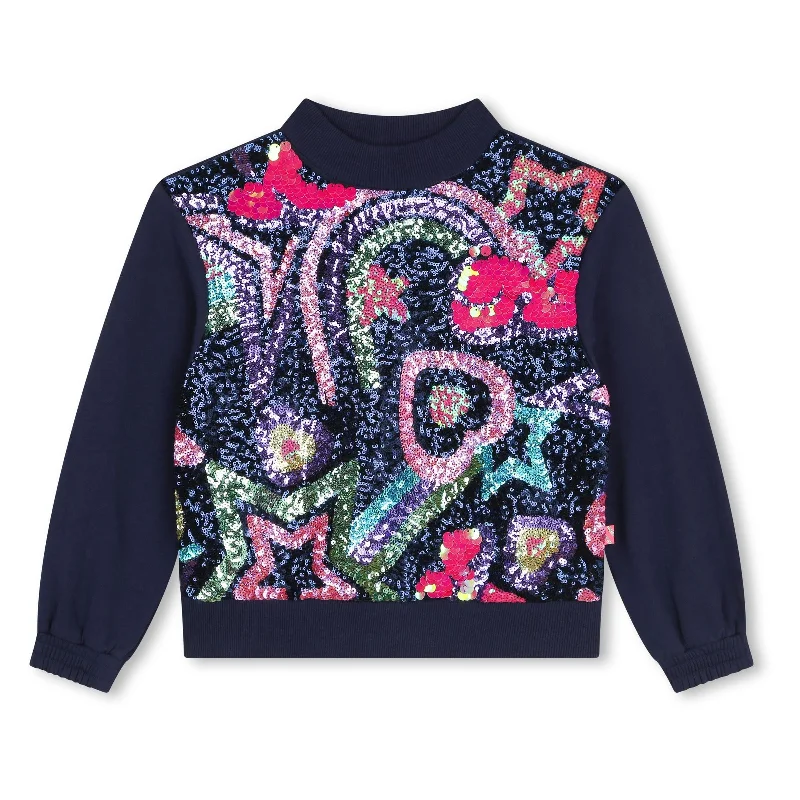 Navy Sequin Fleece Sweatshirt