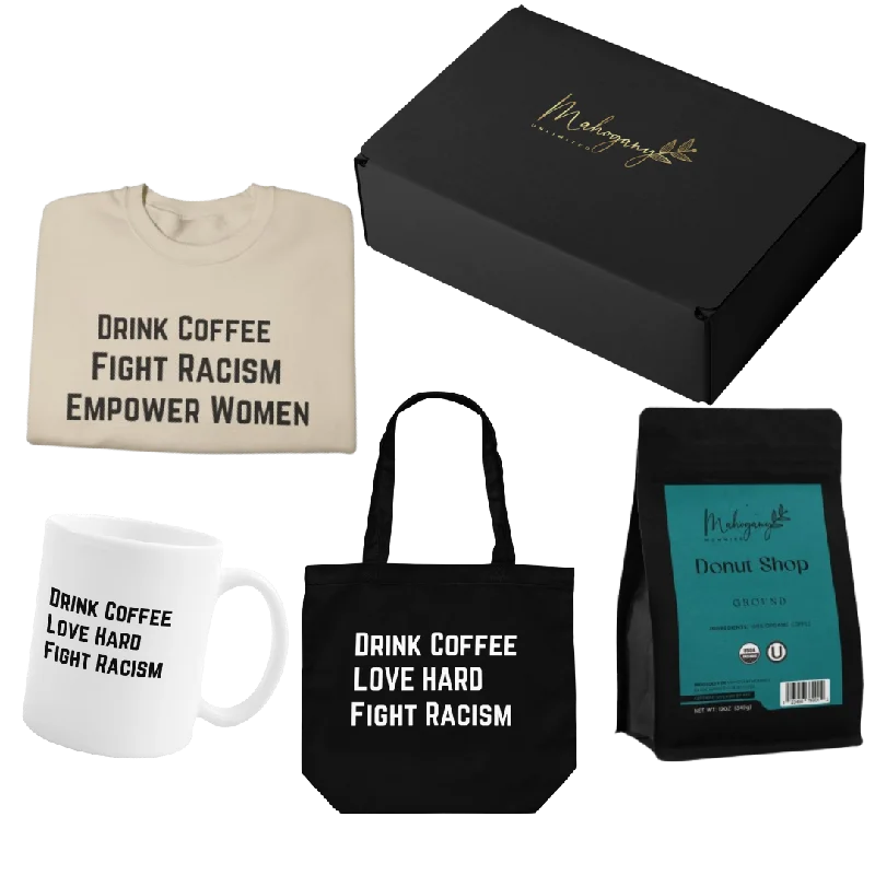 Drink Coffee Empower Women Sweatshirt Donut Shop Bundle Box