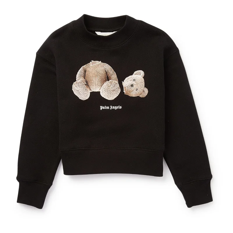 Black Bear Motif Crew-neck Sweatshirt