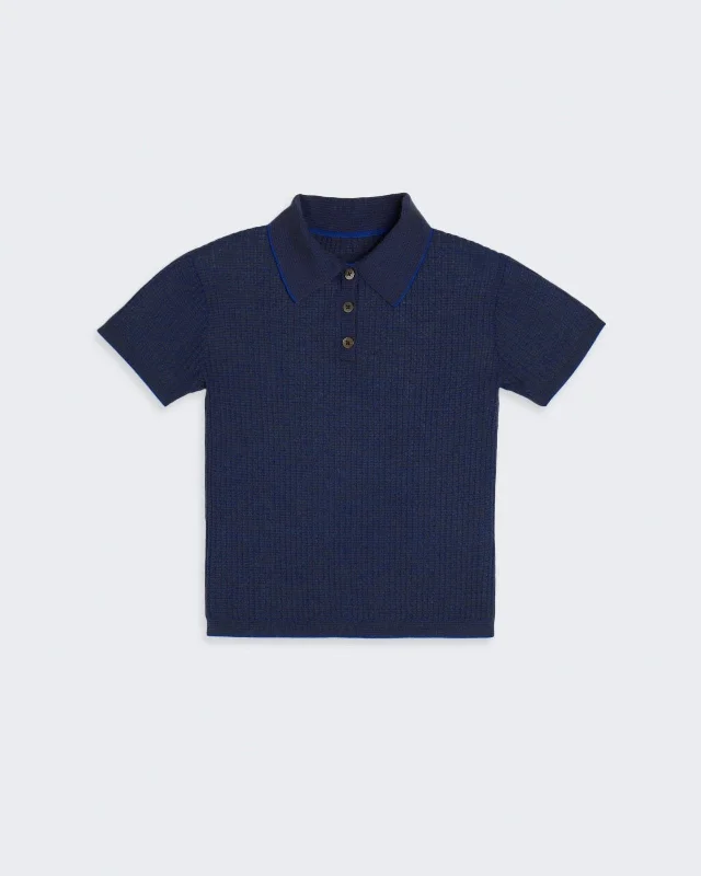 Shrunken Polo - Cobalt/Chestnut