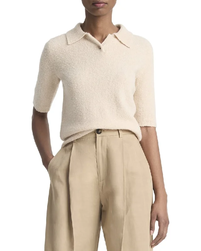 Vince Soft Boucle Silk & Cashmere-Blend Polo Shirt