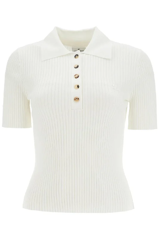 Courreges Women's Short-Sleeved Ribbed Polo