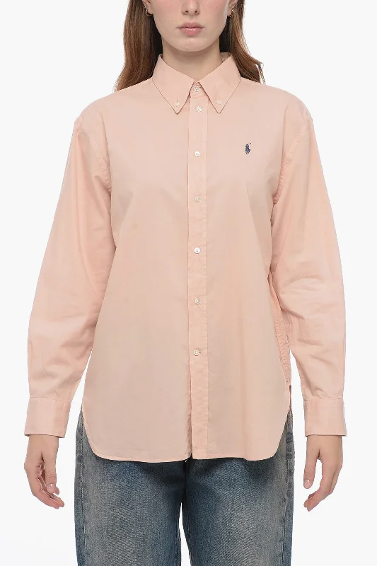 Polo Ralph Lauren Solid Color Button-Down Collar Shirt with Embroidered Logo S Standard size