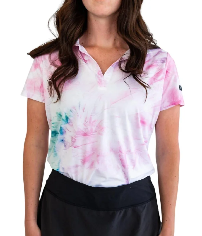 Women's Golf Polo In Cotton Candy