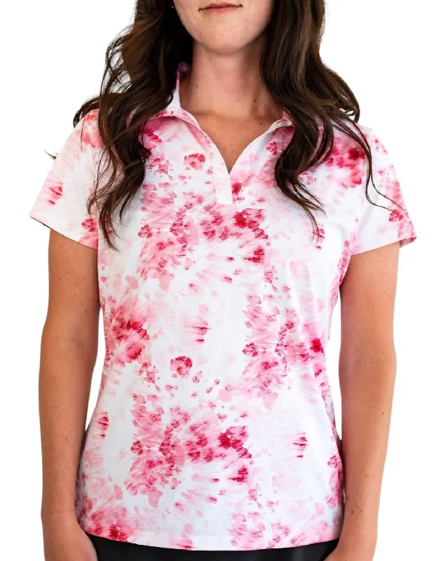 Women's Golf Polo In Sakura Tie Dye