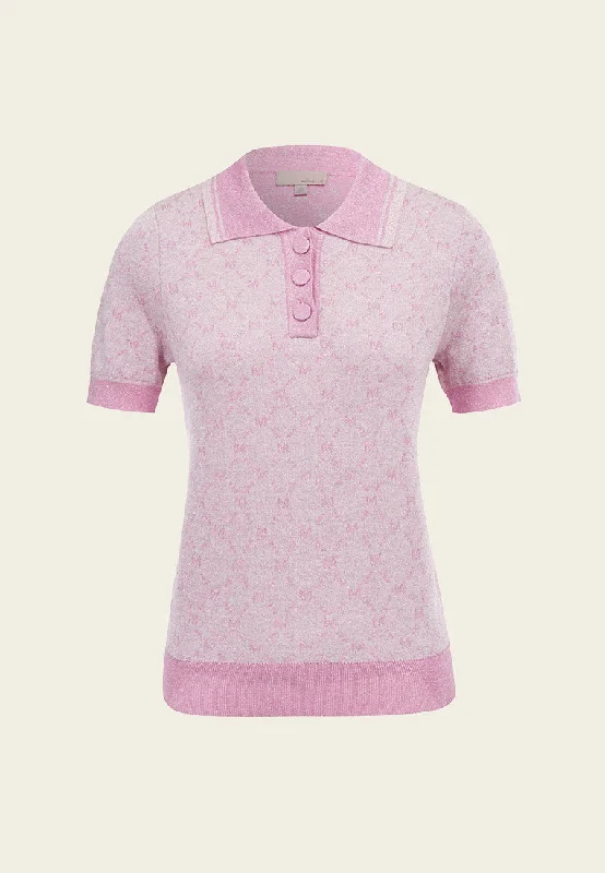 MOISELLE Monogram Knit Polo Top